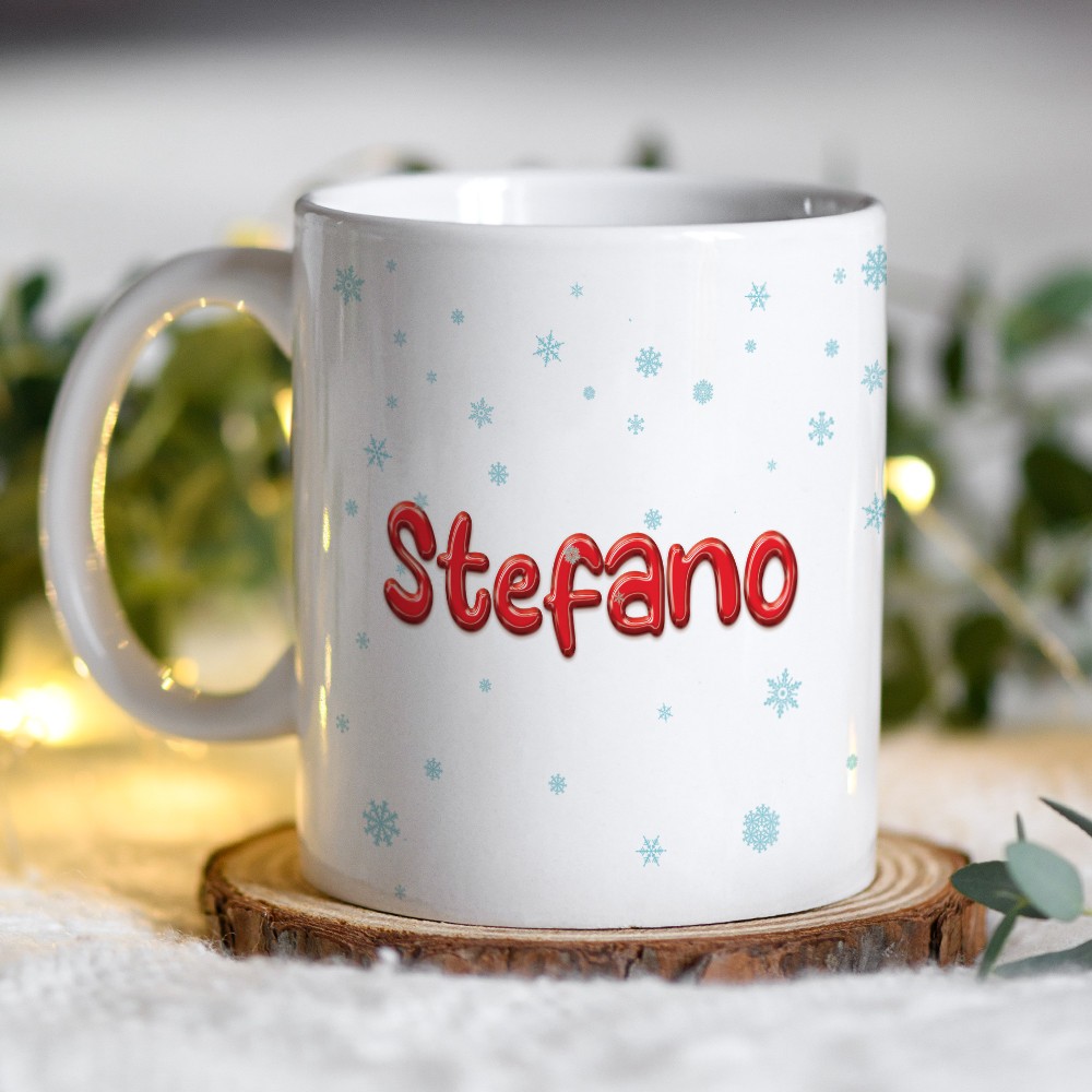 Tazza personalizzata per Natale con piccola renna e nome