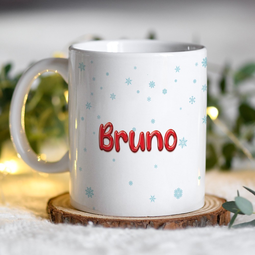 Tazza personalizzata per Natale con piccolo pinguino e nome