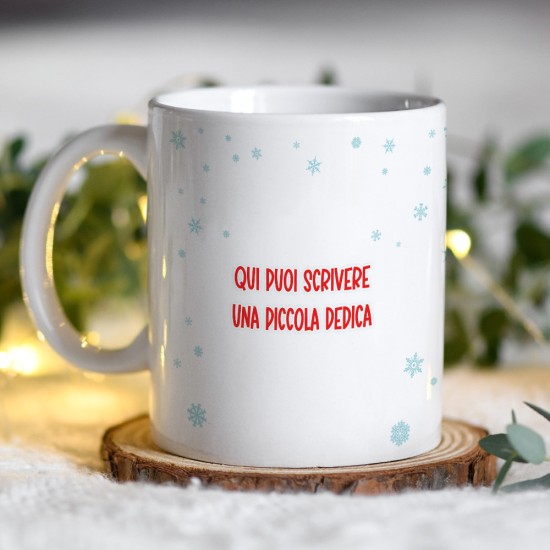 Tazza regalo per Natale personalizzata con avatar ragazza, nome e dedica