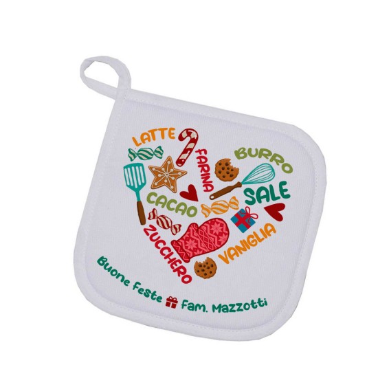 Presina da cucina natalizia, personalizzata con nome