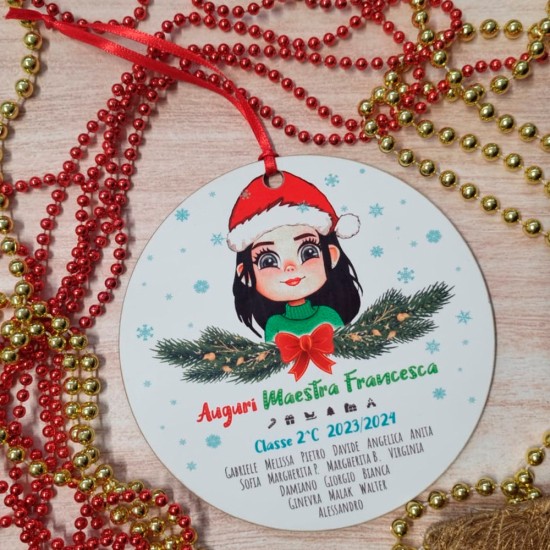 Addobbo natalizio, pallina di Natale per la maestra, personalizzata con avatar e nomi bambini