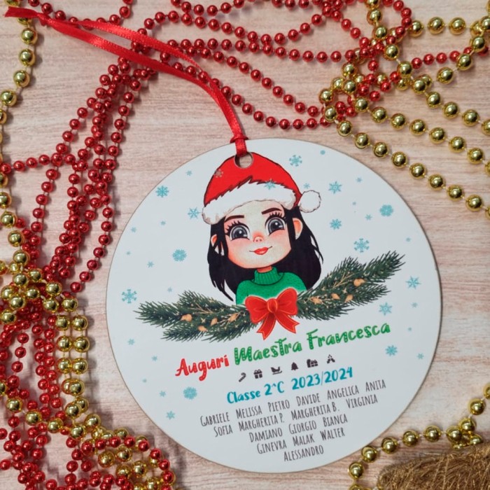 Addobbo natalizio, pallina di Natale per la maestra, personalizzata con avatar e nomi bambini