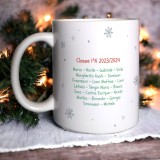 Tazza personalizzata per la maestra, maestro, cuoca o collaboratrice scolastica regalo di Natale con grafica natalizia e nomi