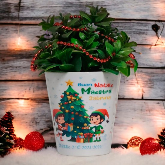 Vasetto personalizzato regalo di Natale per la maestra o maestro, con nome, classe e nomi bambini