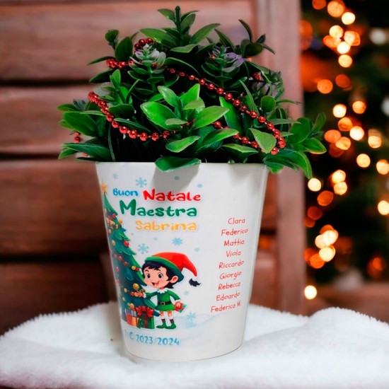 Vasetto personalizzato regalo di Natale per la maestra o maestro, con nome, classe e nomi bambini