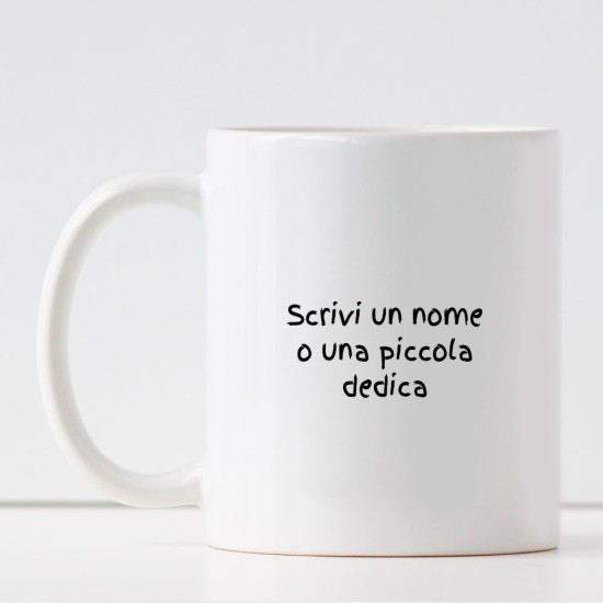 Tazza con frase simpatica "Svegliarsi la mattina carichi di energia, succede solo ai cellulari" e nome o dedica