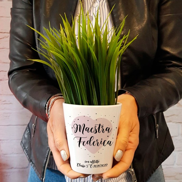 Vaso regalo personalizzato per la maestra, con nome maestra classe e anno scolastico