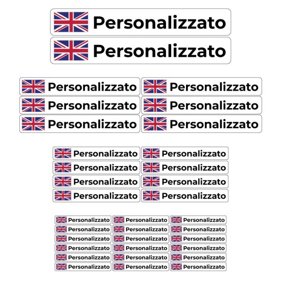 34 Etichette adesive personalizzate con bandiera e nome, hashtag o testo. Stickers per hobby