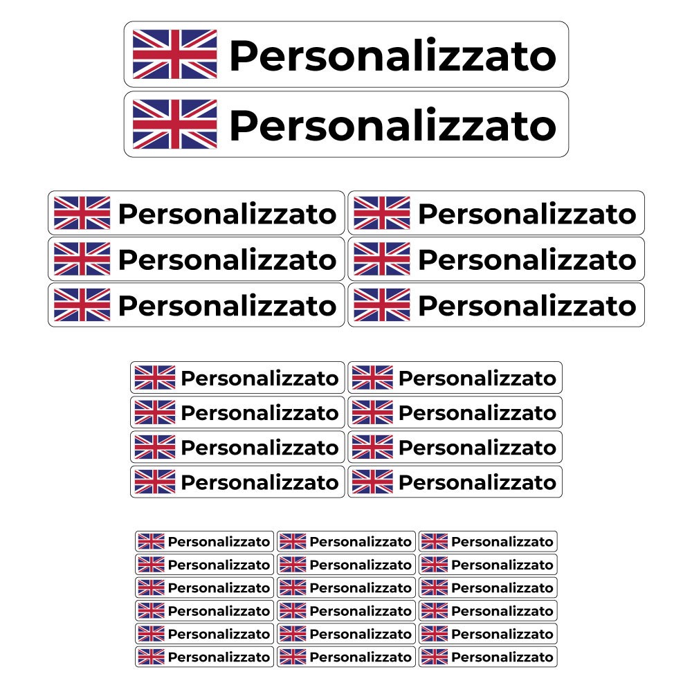 34 Etichette adesive personalizzate con bandiera e nome, hashtag o testo. Stickers per hobby