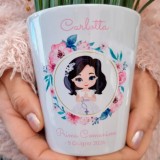 Bomboniera personalizzata prima comunione per una bambina, vasetto con avatar, nome e data