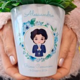 Bomboniera personalizzata prima comunione per un bambino, vasetto con avatar, nome e data