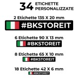 34 Etichette Adesive Personalizzate con Bandiera e Nome, Hashtag o testo. Stickers per hobby