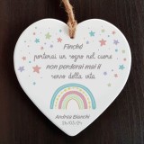 Bomboniera per comunione, battesimo, cresima, cuore in ceramica personalizzato con dedica e nomi e data