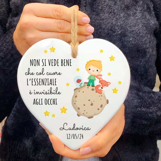 Bomboniera piccolo principe, per comunione, battesimo, cresima, cuore Non si vede bene che col cuore