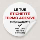 Etichette termo adesive tonde personalizzate con logo testo o immagine