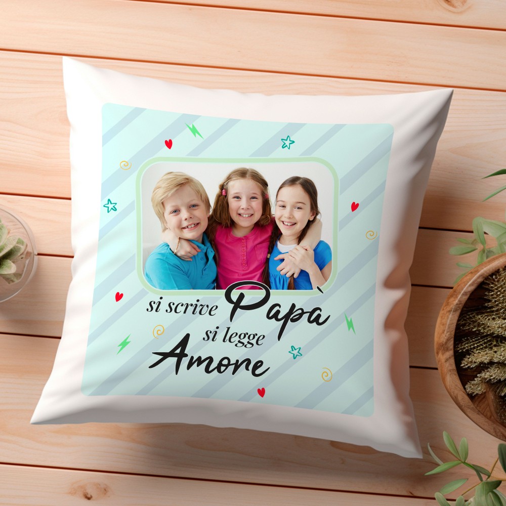 regalo per la festa del papà cuscino con foto