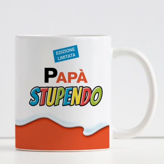 Tazza regalo per la festa del papà "Kinder Sorpresa" personalizzata con nome