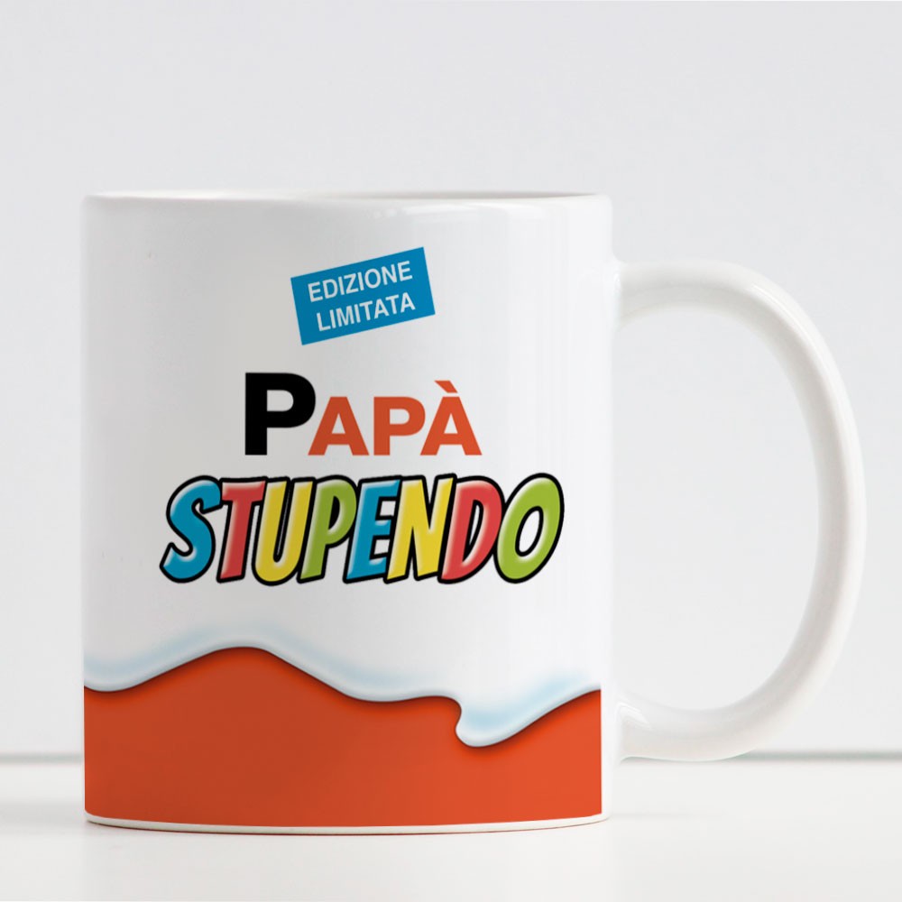 Tazza regalo per la festa del papà "Kinder Sorpresa" personalizzata con nome