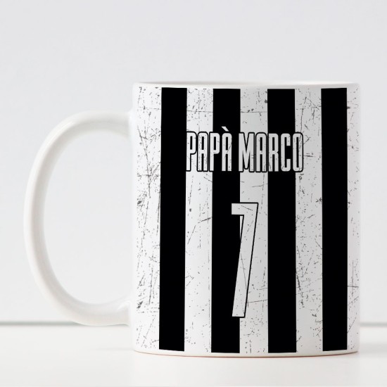 Tazza per un papà tifoso con la squadra di calcio per la festa del papà personalizzata con nome e numero