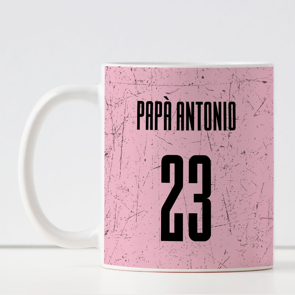 Tazza per un papà tifoso con la squadra di calcio per la festa del papà personalizzata con nome e numero