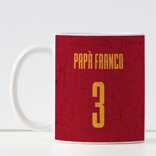 Tazza per un papà tifoso con la squadra di calcio per la festa del papà personalizzata con nome e numero