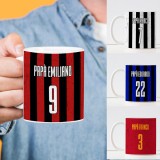 Tazza per un papà tifoso con la squadra di calcio per la festa del papà personalizzata con nome e numero