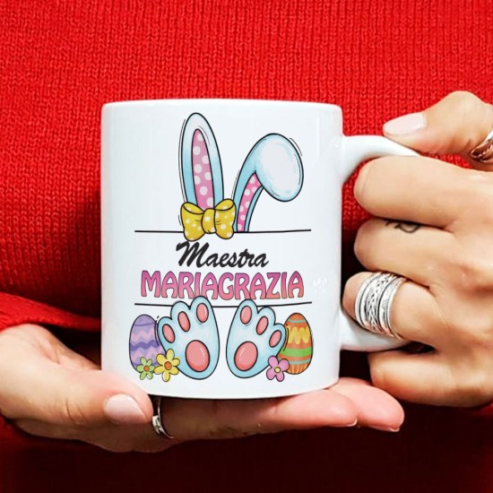 Regalo per Pasqua per la maestra, tazza personalizzata con nomi bambini