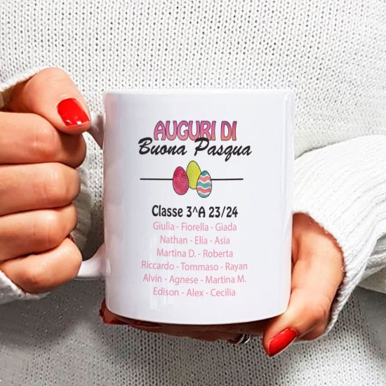 Regalo per Pasqua per la maestra, tazza personalizzata con nomi bambini