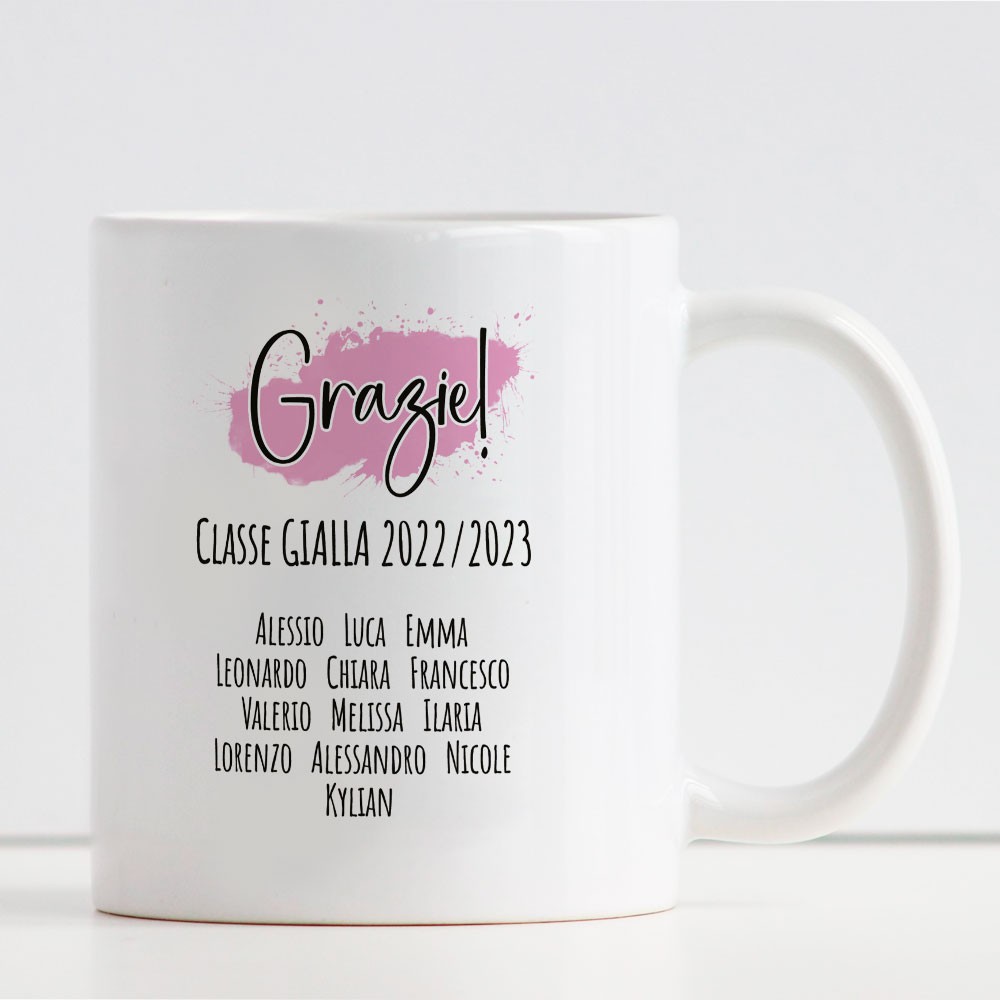 Tazza regalo con maestra Avatar nel cuore personalizzata con nome, vestiti, viso, capelli, e classe