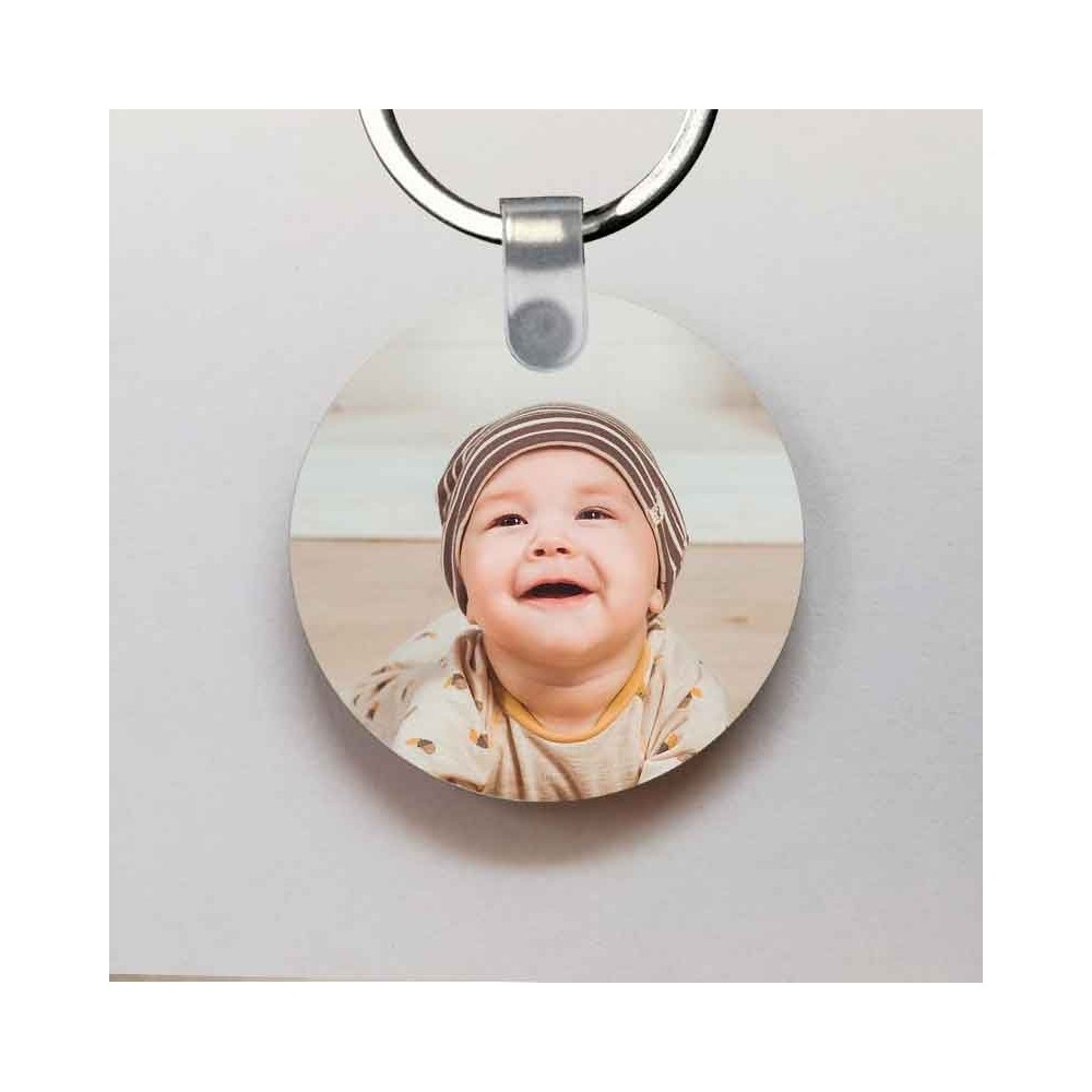 Portachiavi tondo in legno personalizzato con foto o testo