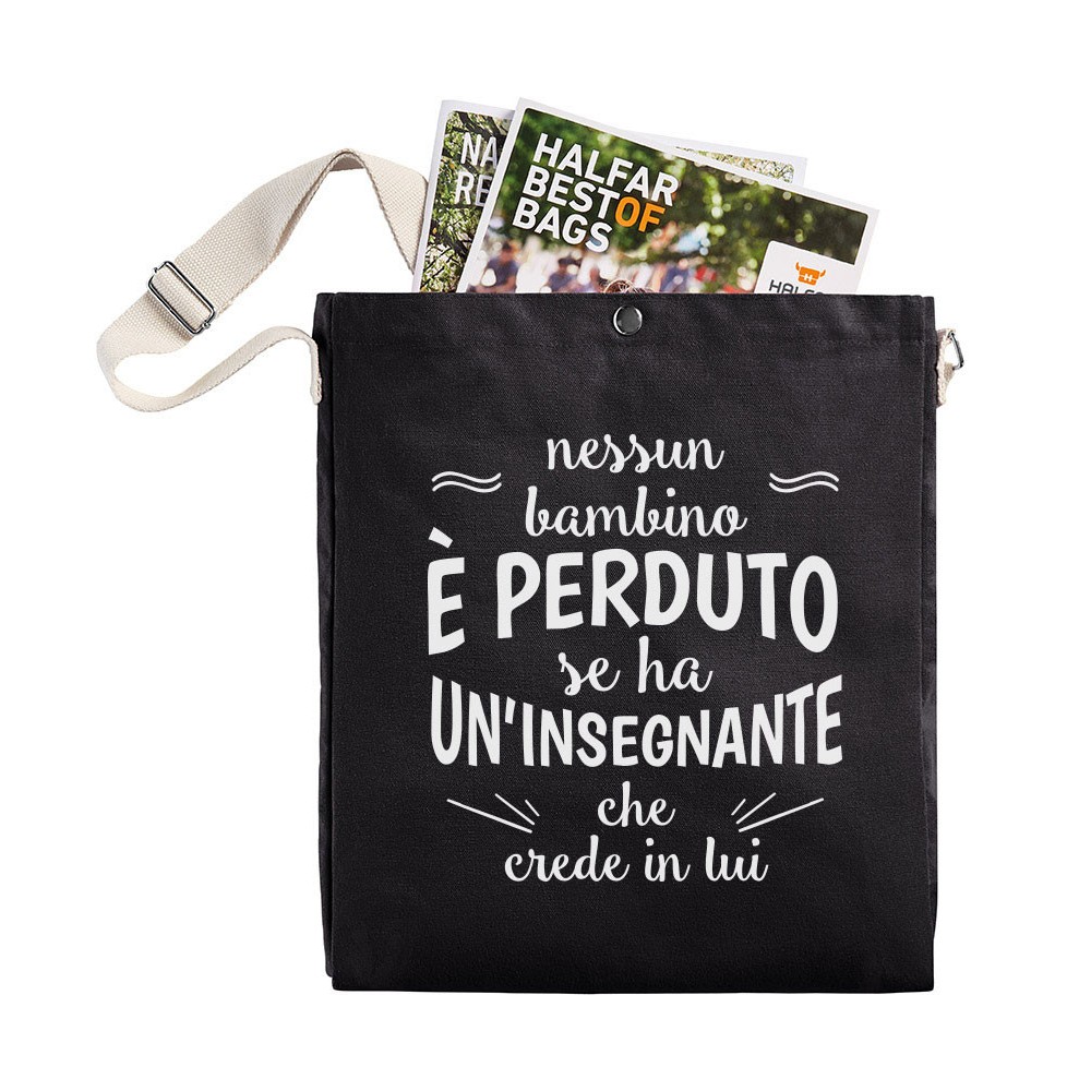 Shopper a Tracolla regalo per la maestra e maestro personalizzata con nome e classe