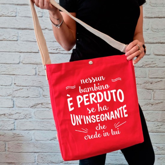 Shopper a Tracolla regalo per la maestra e maestro personalizzata con nome e classe