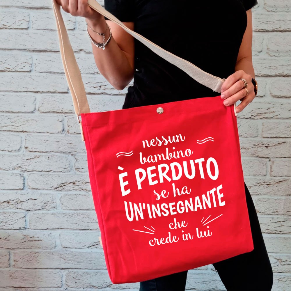 Shopper a Tracolla regalo per la maestra e maestro personalizzata con nome e classe