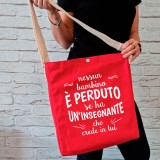Shopper a Tracolla regalo per la maestra e maestro personalizzata con nome e classe