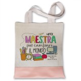 Regalo per le maestre borsa shopper personalizzata con nome maestra e classe