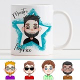 Tazza regalo con maestro Avatar con stella personalizzato con vestiti, viso, capelli, e classe