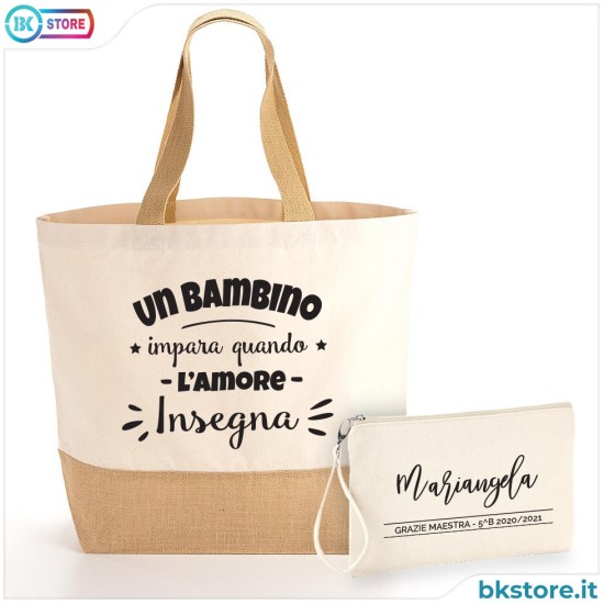 borsa grande maestra personalizzata nome
