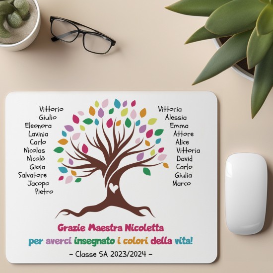 Mouse pad tapettino per la maestra o il maestro Albero della vita, nomi bambini