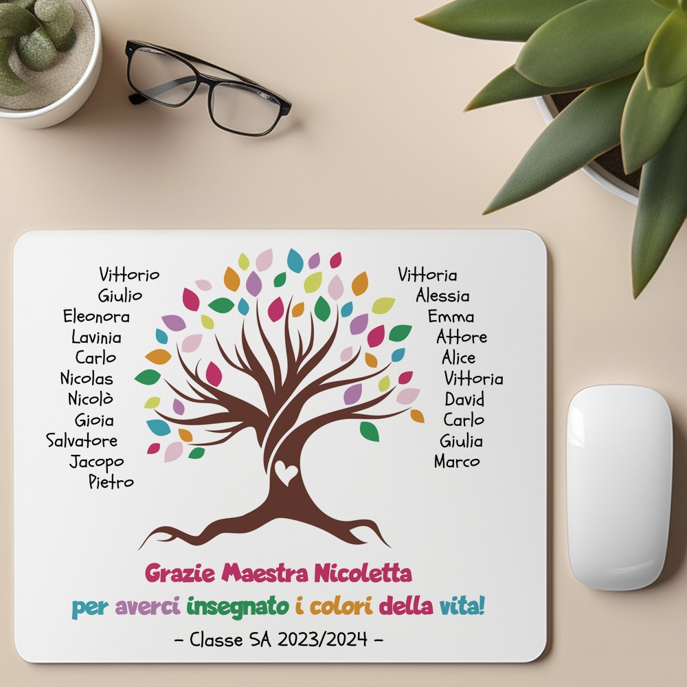 Mouse pad tapettino per la maestra o il maestro Albero della vita, nomi bambini