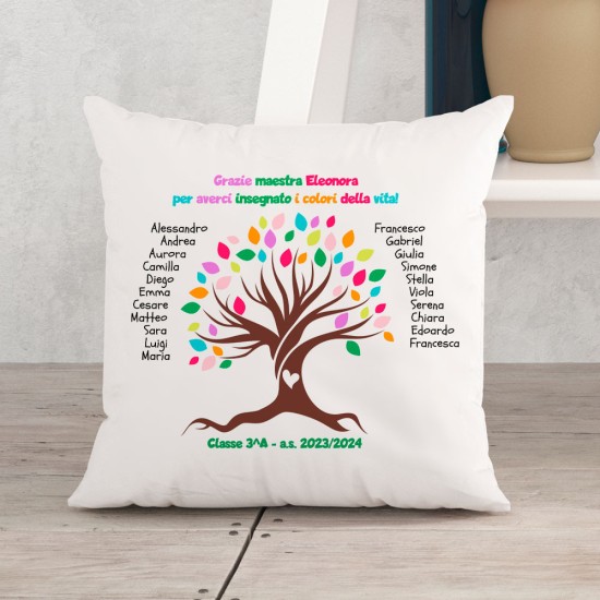 Cuscino regalo maestre maestri albero della vita nomi