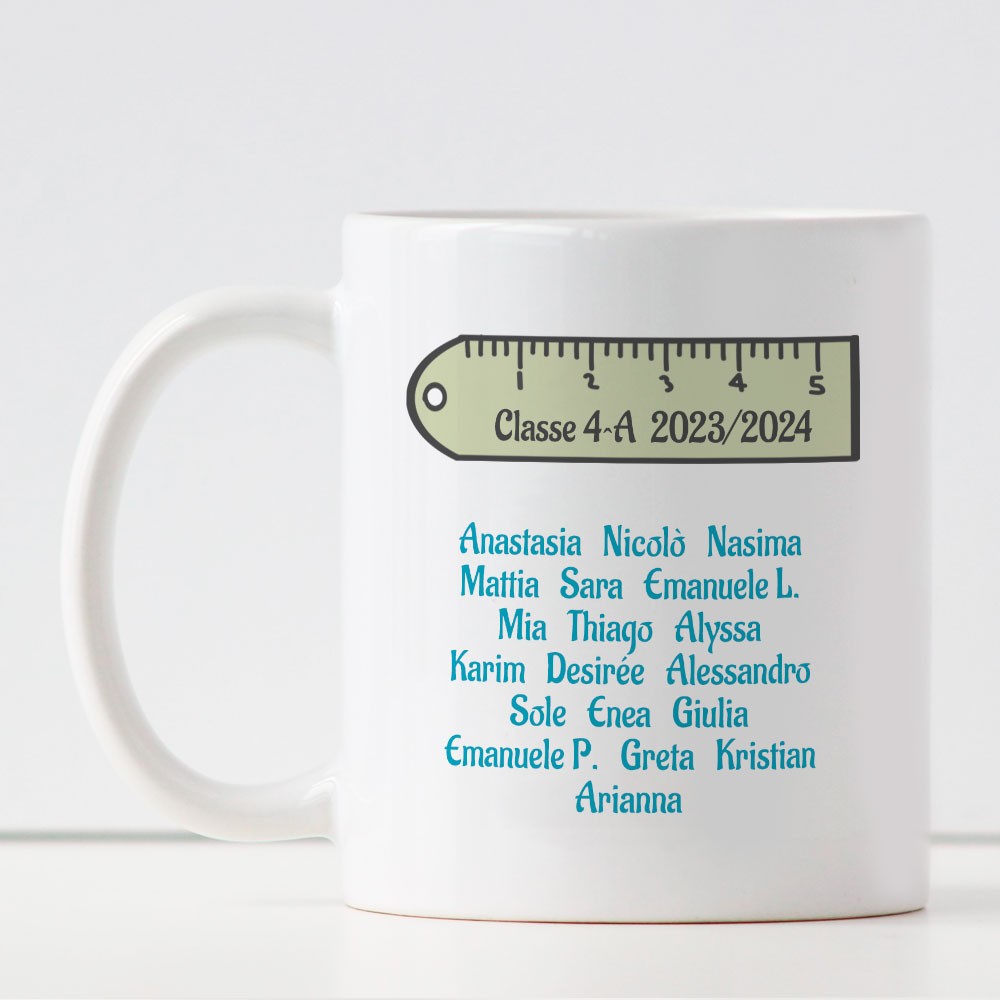 Tazza regalo per il maestro, carica settimanale, personalizzata con i nomi di tutti i bambini