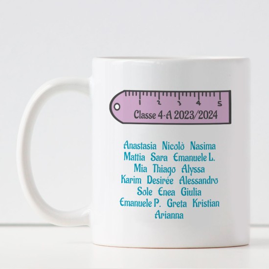 Regalo personalizzato per le maestre, tazza "carica settimanale" personalizzata con i nomi di tutti i bambini