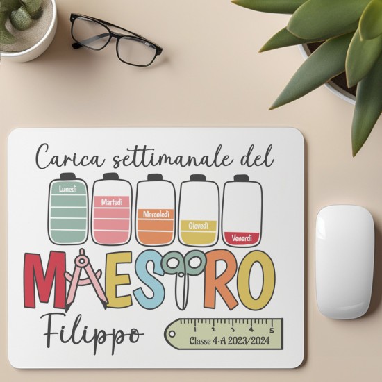 Mouse pad Tappetino mouse per il maestro, personalizzato con nome e classe