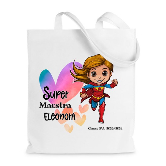 Shopper regalo per una maestra Super personalizzata - nome insegnate, classe e alunni