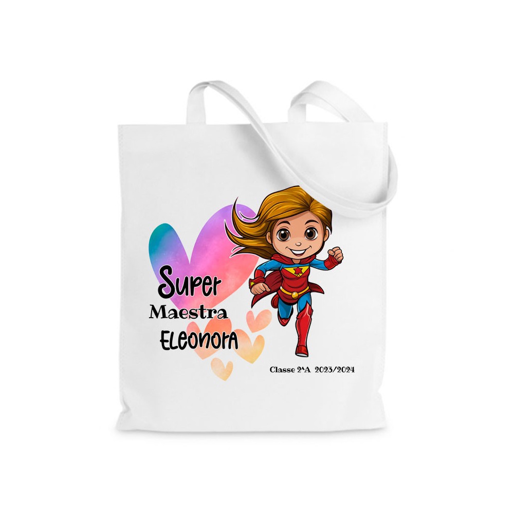 Shopper regalo per una maestra Super personalizzata - nome insegnate, classe e alunni