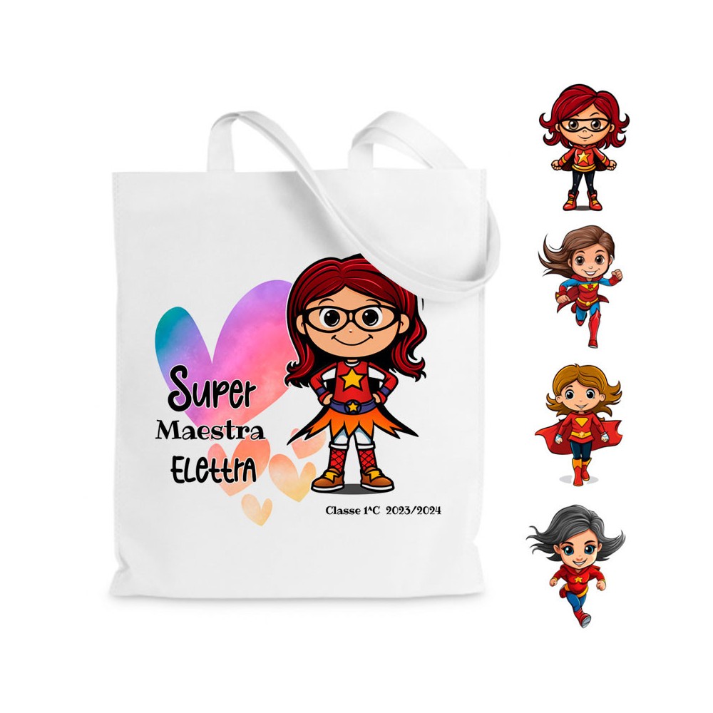 Shopper regalo per una maestra Super personalizzata - nome insegnate, classe e alunni