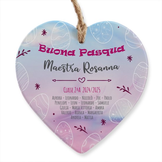 Cuore in ceramica regalo personalizzato per Pasqua