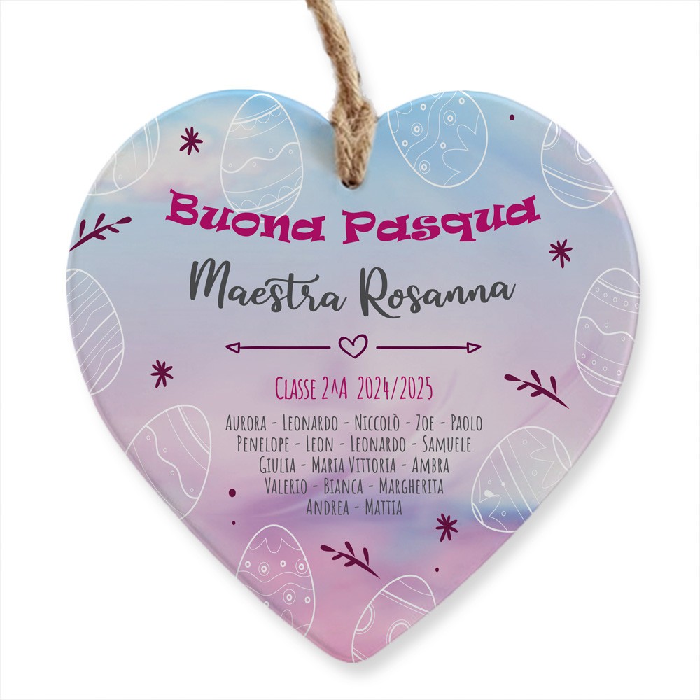 Cuore in ceramica regalo personalizzato per Pasqua
