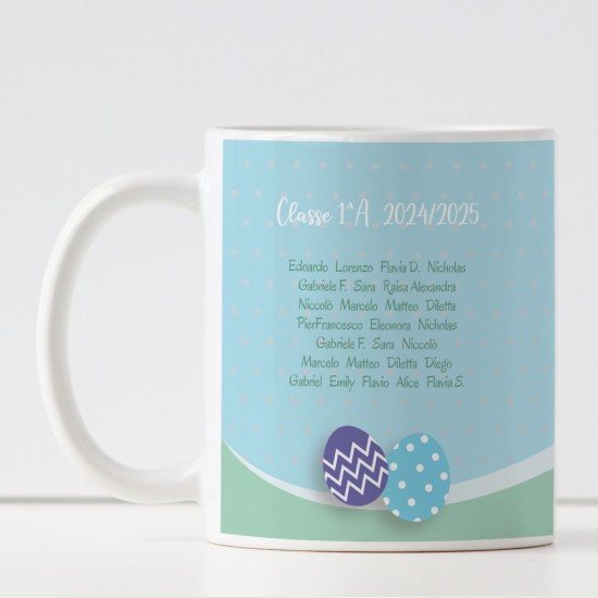 Regalo per Pasqua per il maestro, tazza personalizzata con nomi