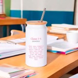Tazza bicchiere con cannuccia regalo per la maestra, con nomi bambini